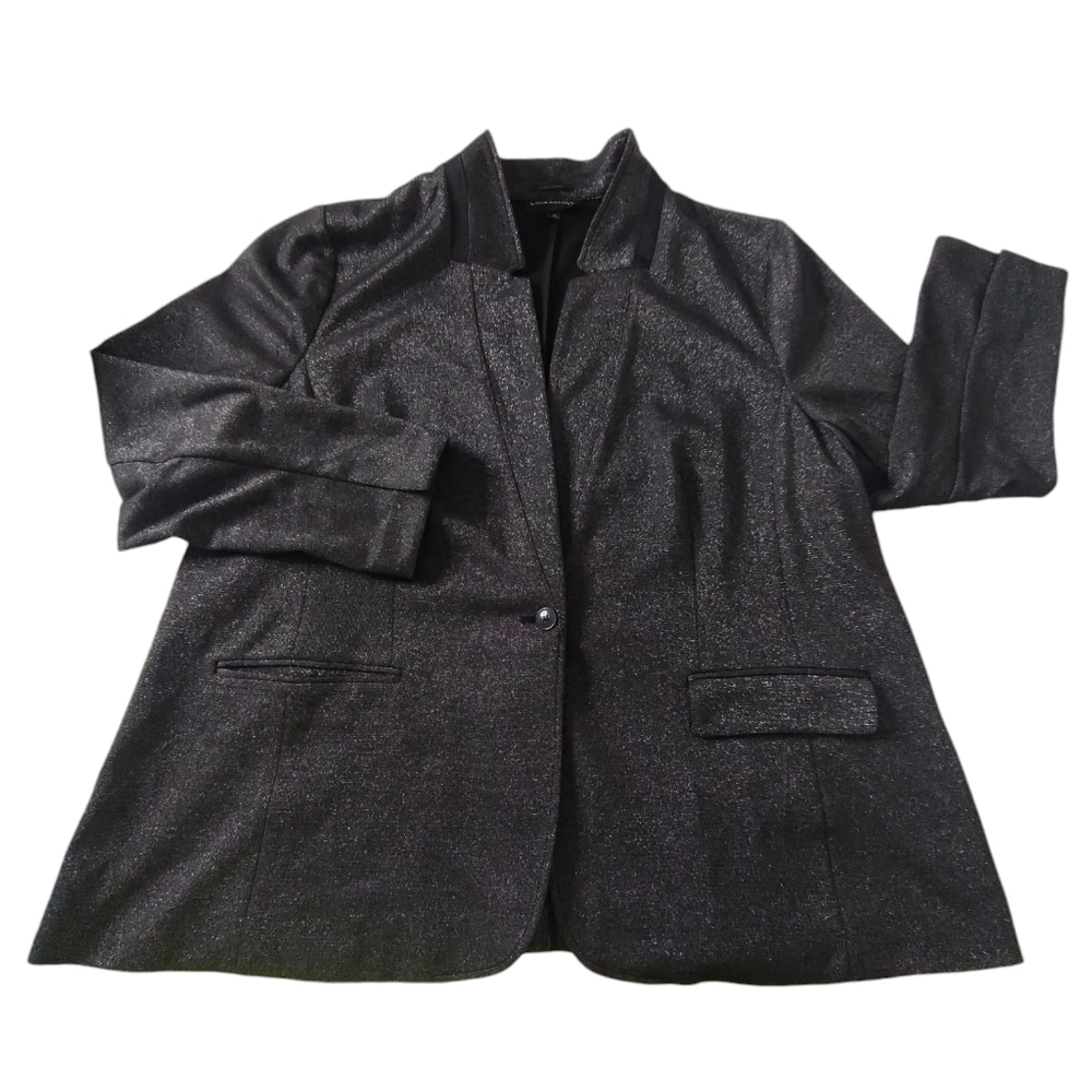 Lane Bryant Shimmer‎ Black/Gold Women's size 26 Blazer Holiday Party Corpcore